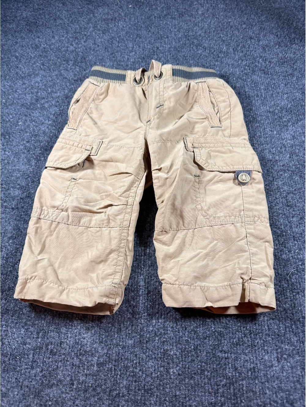 Old Navy Baby Boys 6-12M Tan Cargo Pants Convertible Roll Up Cotton